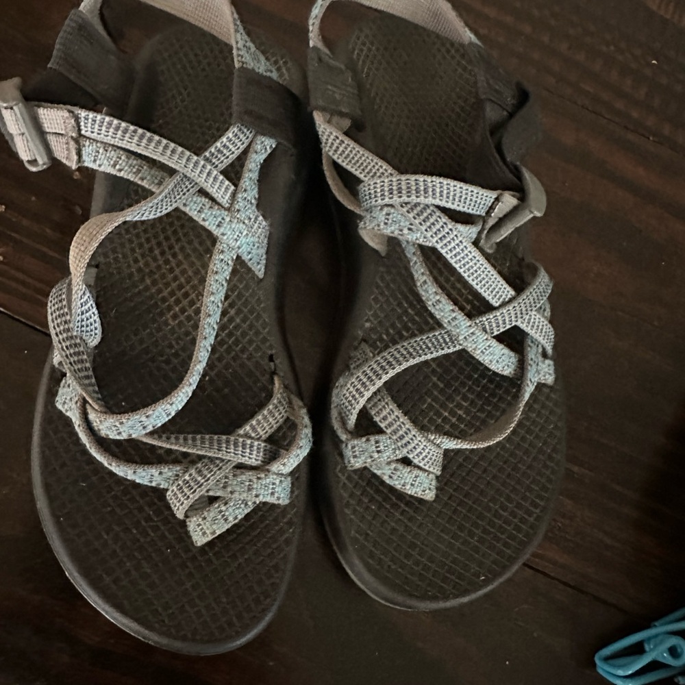 Chaco sandals - 7, blue gray, purple